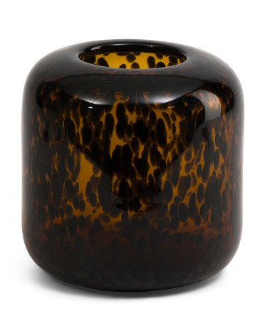 8in Cheetah Glass Vase | TJ Maxx
