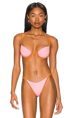 L*Space X TESSA BROOKS Nico Bikini Top in Crystal Pink & Sunbeam from Revolve.com | Revolve Clothing (Global)