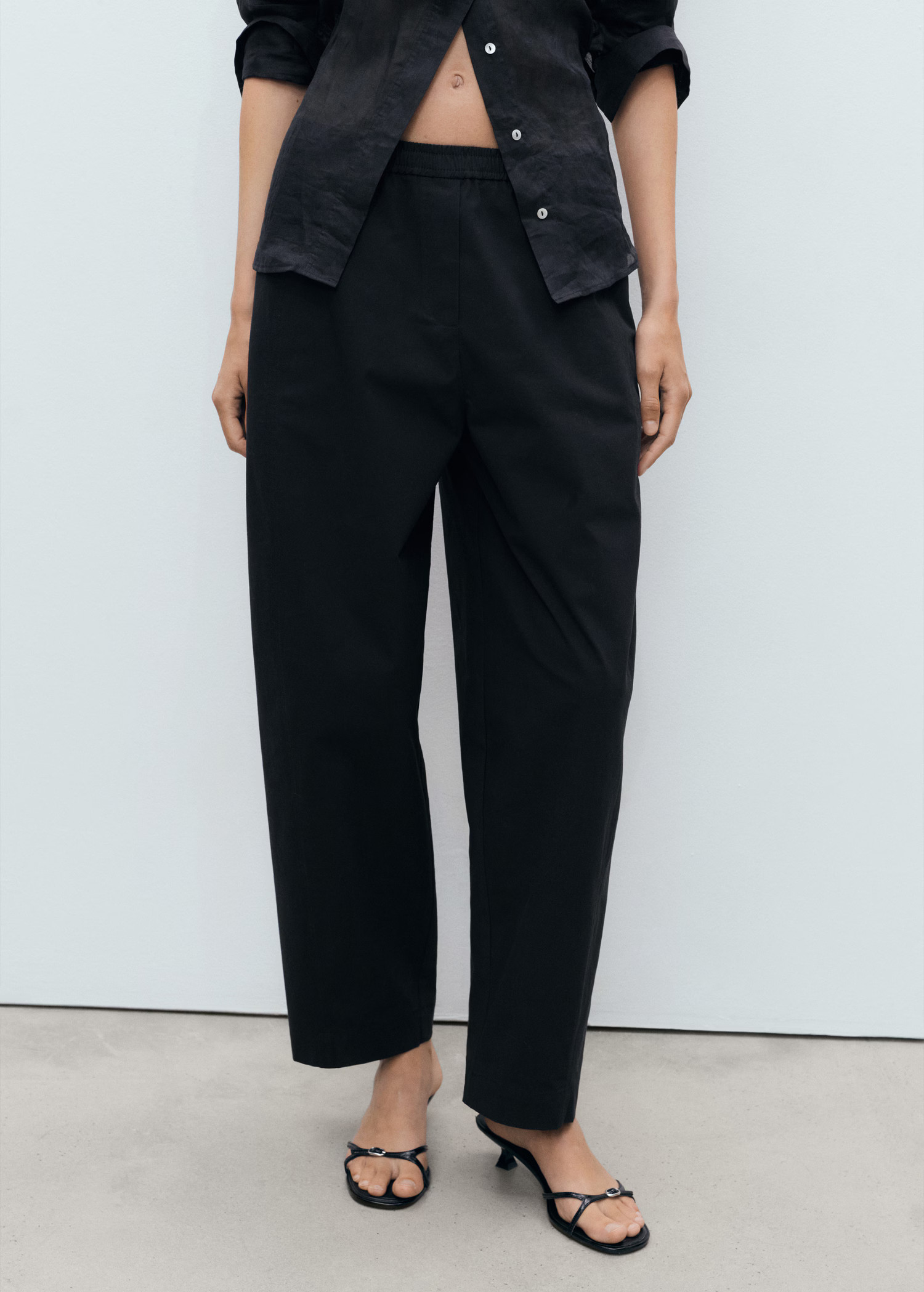 Elastic waist cotton trousers | MANGO (UK)