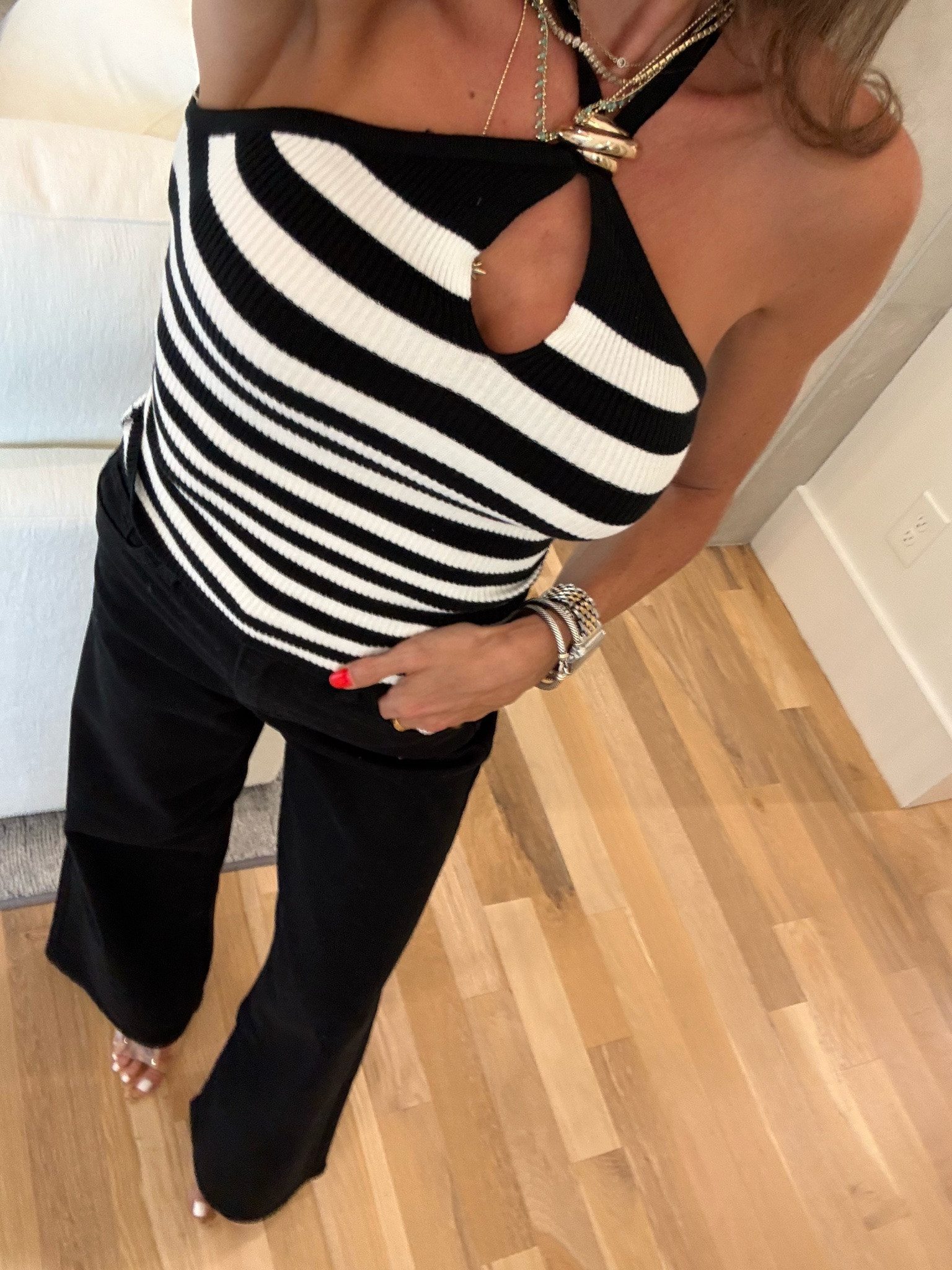 Amazon striped top date night look for less wide leg black jeans petite friendly fall outfit

#LTKPetite #LTKSaleAlert