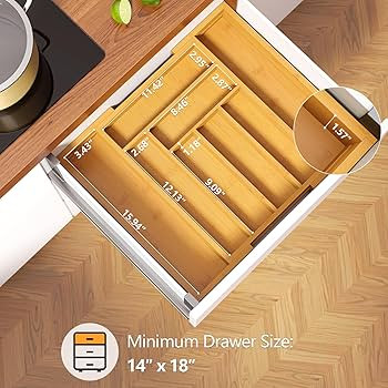 Pipishell Bamboo Expandable Drawer Organizer for Utensils Holder, Adjustable Cutlery Tray, Wood D... | Amazon (US)