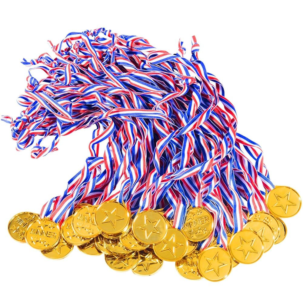 40 Pieces Plastic Gold Winner Award Medals Bulk for Sports, Games Competitions, Party Favors and ... | Amazon (US)
