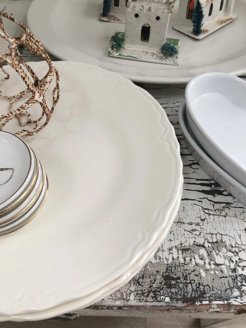 VINTAGE IRONSTONE PLATE W/ Pretty Scallops • American Ironstone •  Farmhouse or Cottage Dinne... | Etsy (US)