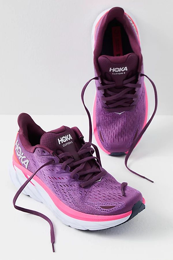 HOKA Clifton 8 Sneakers by HOKA at Free People, Grape Wine / Beauty Berry, US 9.5 | Free People (Global - UK&FR Excluded)