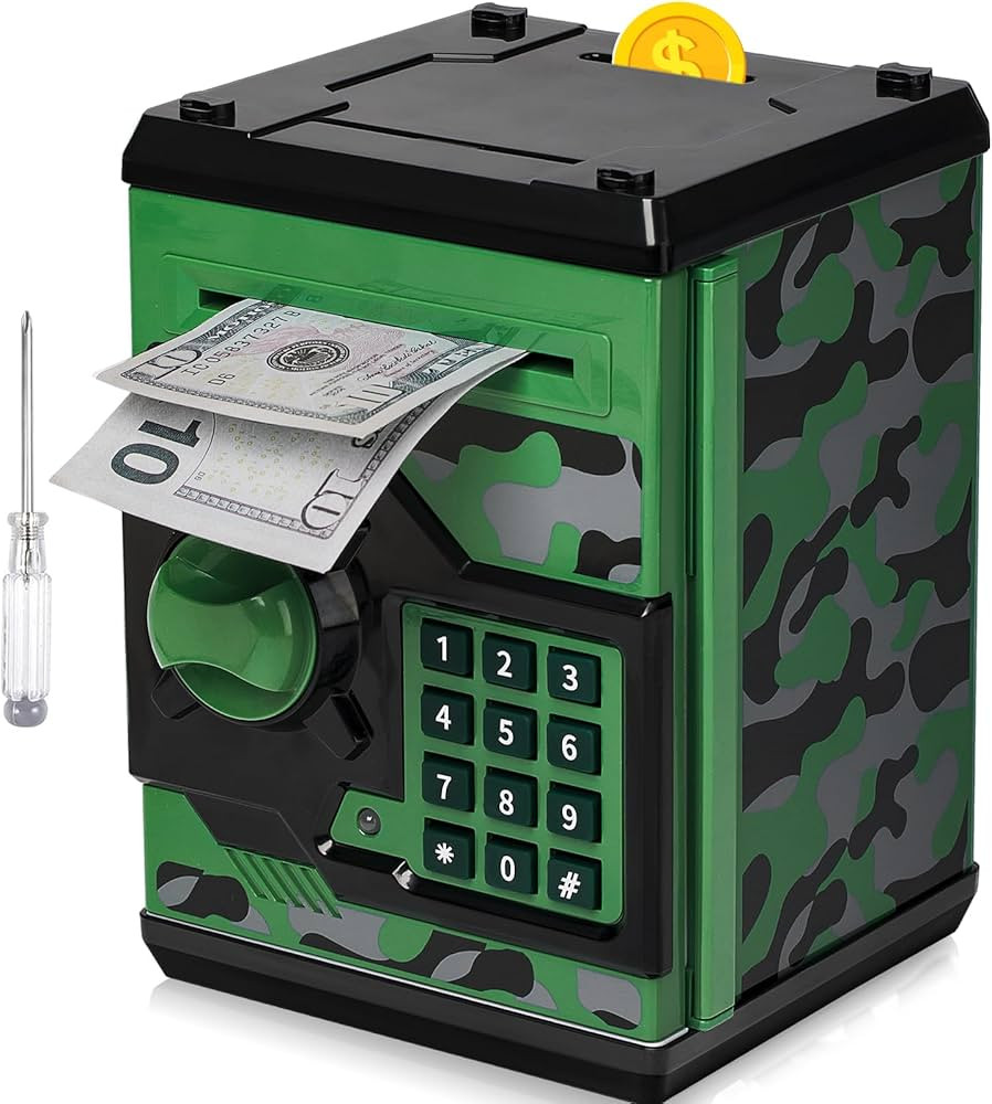 ATM Piggy Bank for Boys Girls, Vcertcpl Mini ATM Coin Bank Money Saving Box with Password, Kids S... | Amazon (US)