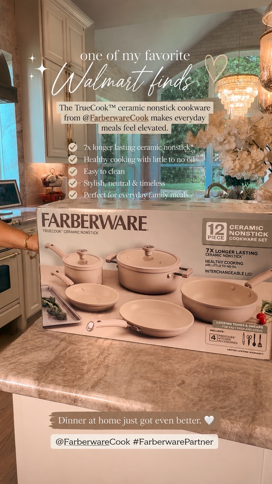 @FarberwareCook  #FarberwarePartner
One of my favorite Walmart finds lately has been the TrueCook™ Ceramic Nonstick Cookware Collection. 🤍
As someone who cooks for my family almost every day, I appreciate products that make time in the kitchen feel a little easier and a little more elevated. The ceramic nonstick surface helps everything cook beautifully, cleanup is effortless, and I love the timeless neutral design.
Tonight’s family dinner came together so easily, and it’s little moments like these around the table that mean the most.

**Compared to leading brand basic ceramic nonstick coating

✨Carne con chile recipe 

Milanesa meat 🥩 (2 pounds) 

Seasonings :
Salt
Pepper 
Garlic powder
Pinch of cumin powder
Pinch of oregano 🌿 

Chile sauce :

4 large tomatoes 🍅 
Garlic cloves 
Serrano chili 🌶️ 

Boil until soft and blend in the blender with the fresh garlic 🧄 and salt 
Sauté the meat with oil ( I used Manteca ) and add the seasonings. Once the meat is cooked and the liquid starts evaporating add in the chile sauce and let it boil together for 15-20 minutes and done.