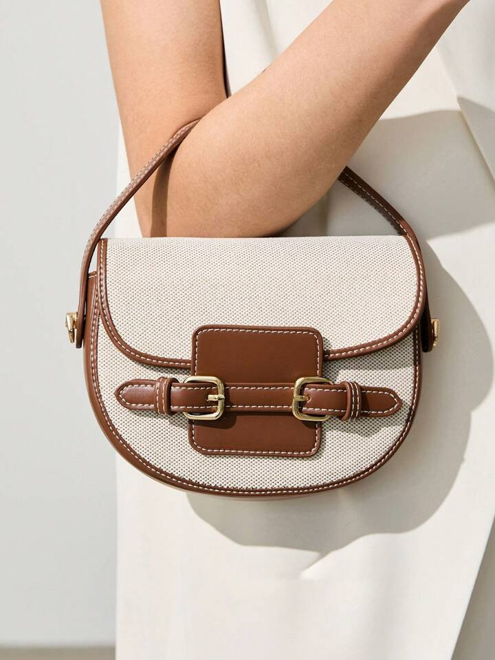 SHECARRY Women's Solid Color Patchwork Simple Handbag, Casual Everyday Use | SHEIN