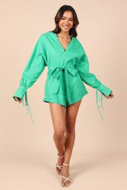 Dooley Long Sleeve Romper - Green | Petal & Pup (US)