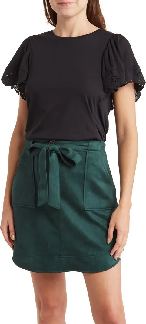 Lace Trim Flutter Sleeve T-Shirt | Nordstrom Rack