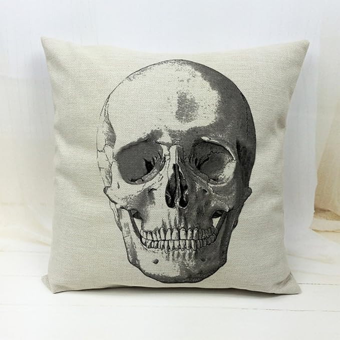 SLS Cotton Linen Decorative Throw Pillow Case Cushion Cover Skull Head 18"X18 (5) | Amazon (US)