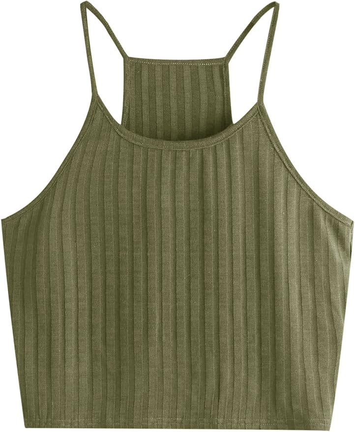 SheIn Women's Summer Basic Sexy Strappy Sleeveless Racerback Crop Top | Amazon (US)