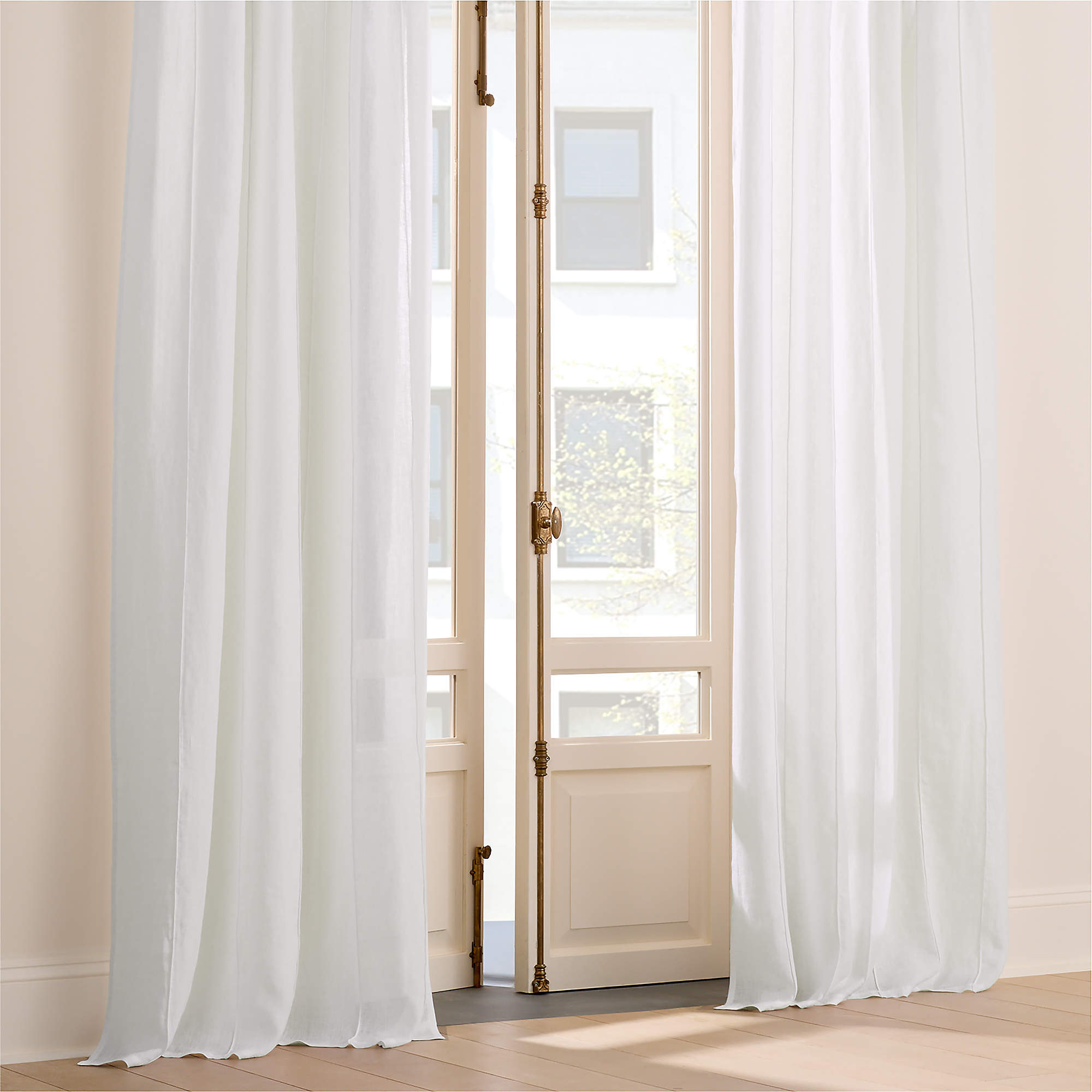 Solana Warm White EUROPEAN FLAX-Certified Window Curtain Panel 48"x84" | CB2 | CB2