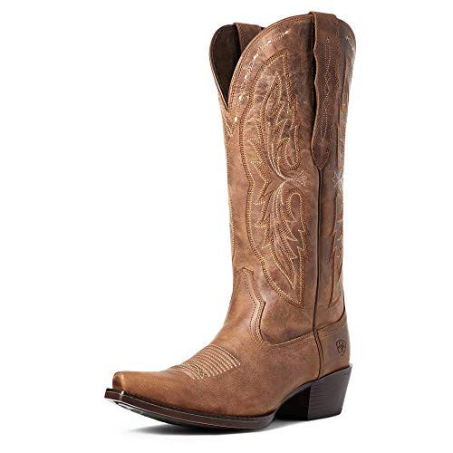 Ariat Womens Heritage X Toe Elastic Wide Calf Western Boot Distressed Brown 9.5 | Amazon (US)