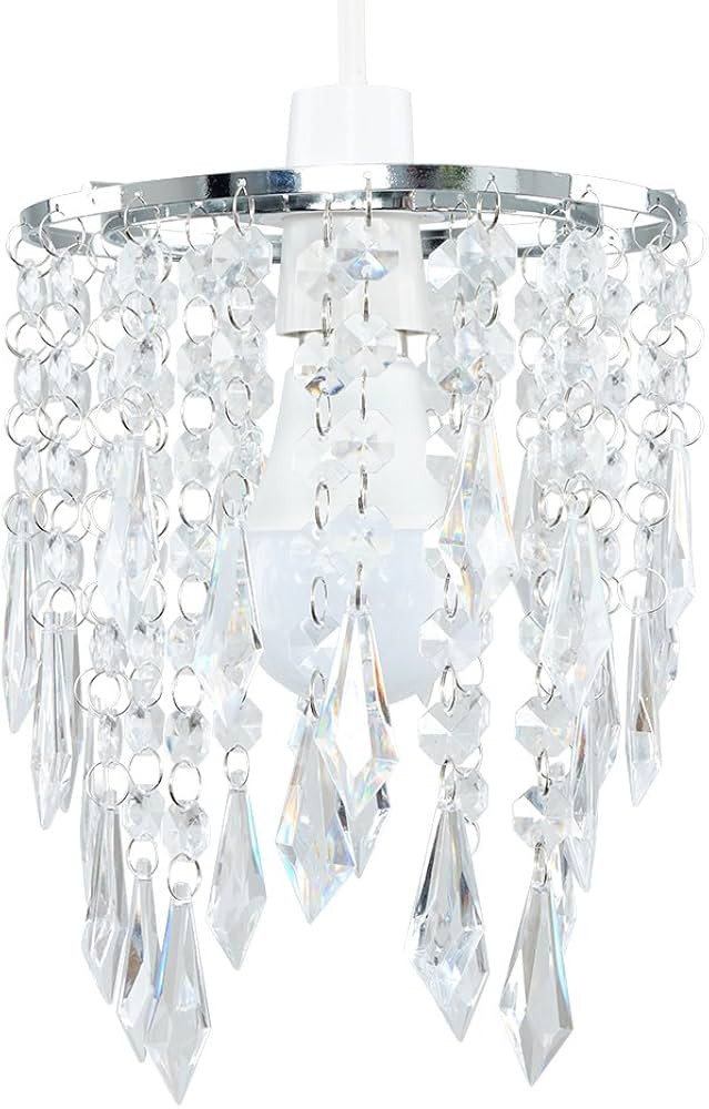 Chandelier Design Ceiling Pendant Light Shade with Clear Acrylic Jewel Effect Droplets | Amazon (UK)