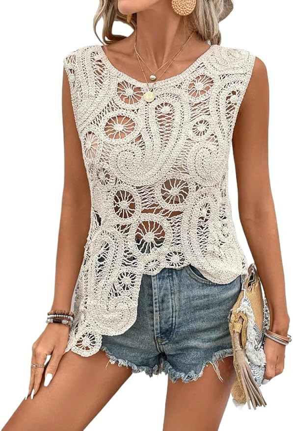 Womens Summer Knit Top Asymmetrical Casual Hem Knit Top Dressy Cover Up Sweater | Amazon (US)