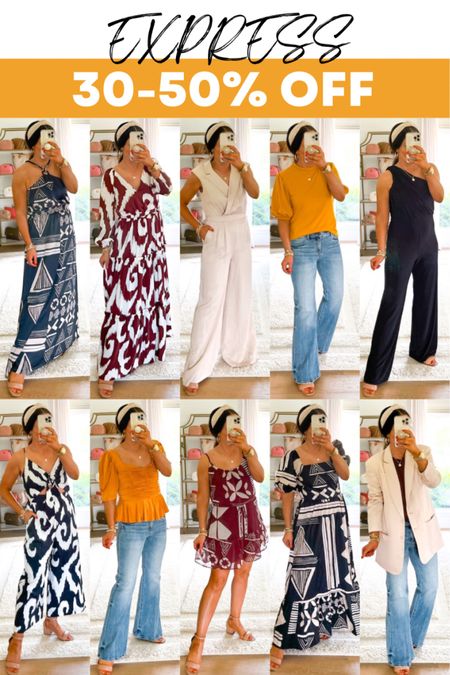 Hooray for a fabulous @express sale! All of these super cute new arrivals are 30-50% off! We are loving the mix of black, goldenrod, burgundy and brown! Size small shown in all but size up in the jumpsuits since we have long torsos. No code is needed to get the deal! Make sure to see our blog post on TheDoubleTakeGirls.com for more details! 🌟

#expresspartner #express #expressyou 

#LTKunder50 #LTKstyletip #LTKsalealert