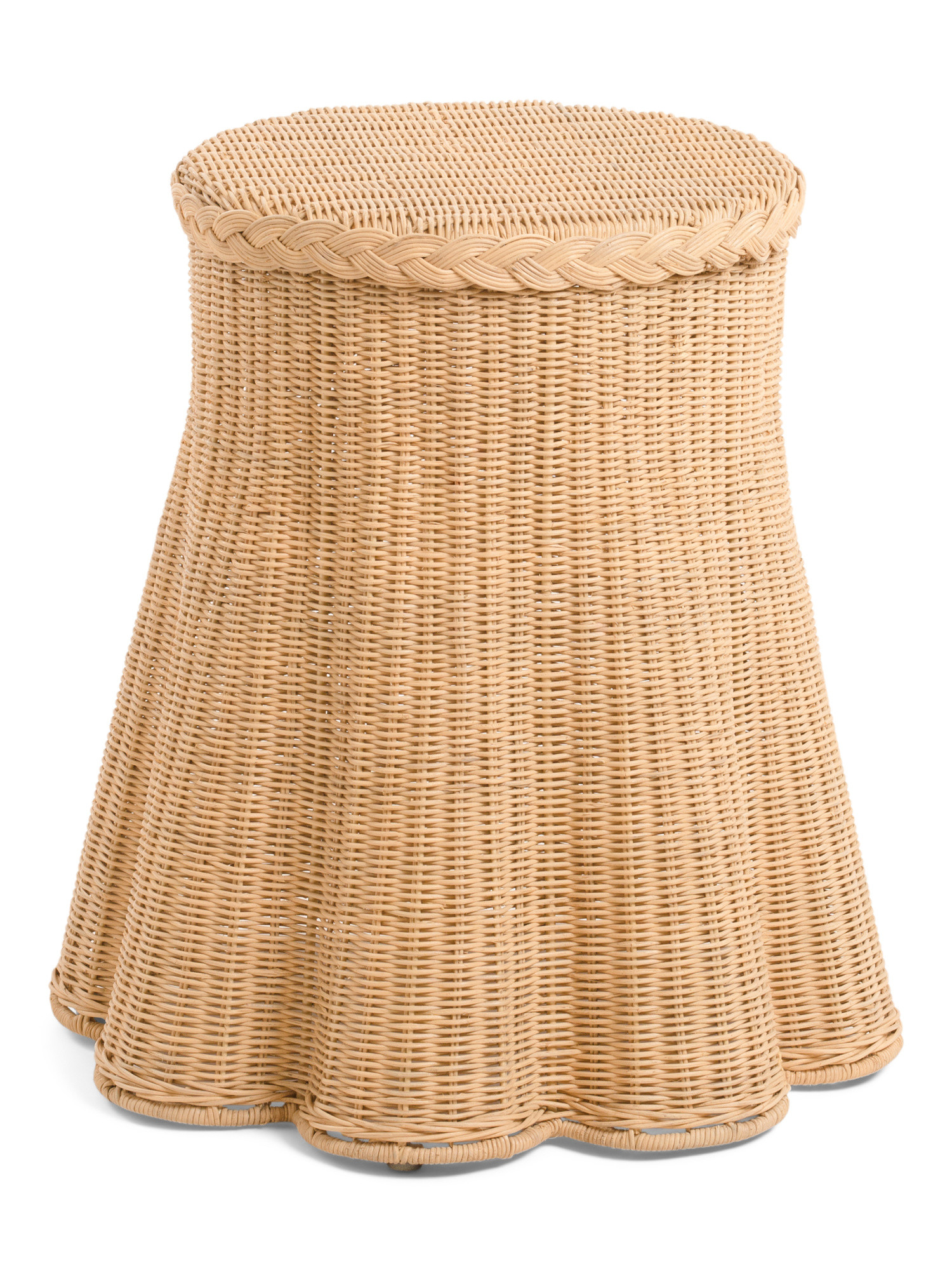 22in Cullman Round Rattan Scalloped Accent Table | Furniture & Lighting | Marshalls | Marshalls