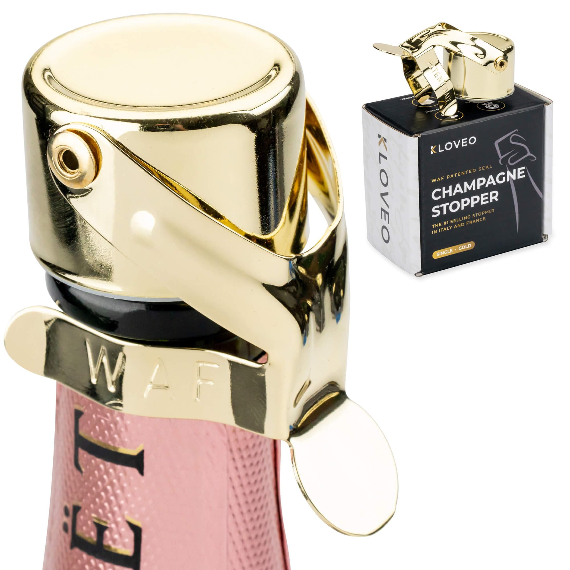 Champagne Stoppers by Kloveo - Patented Seal - Made in Italy - Professional Grade WAF Champagne B... | Amazon (US)