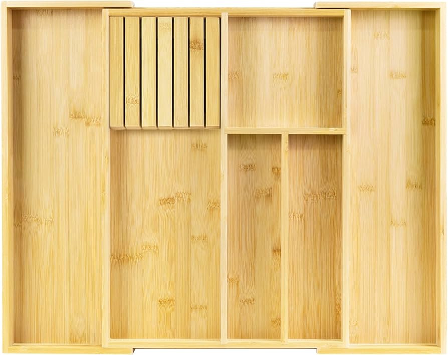 VaeFae Bamboo Kitchen Drawer Organizer, Wooden Utensil Tray with Multiple Compartments, Cutlery a... | Amazon (CA)