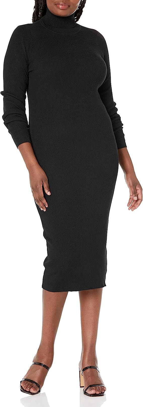 Rocorose Women's Turtleneck Ribbed Elbow Long Sleeve Knit Sweater Dress | Amazon (US)