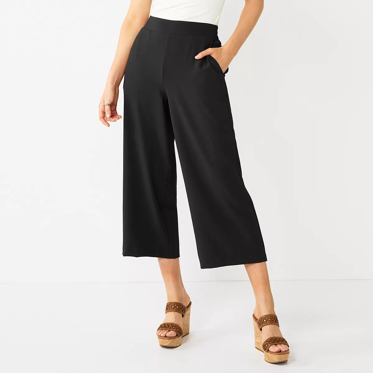 Petite Nine West Airflow Pull-On Wide Leg Crop Pants | Kohl's