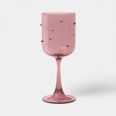 14.5 fl oz Wine Glass Pink with Red Dots - Threshold™ | Target