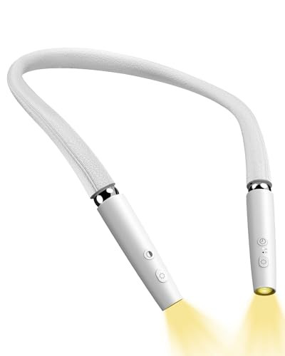 NIVAVA Neck Reading Light, Book Light for Reading in Bed [Steering Shafts Adjustment], Bendable Silicone Arm, Long Lasting LED Rechargeable Knitting Light for Camping, Repair, Crochet & Craft, White | Amazon (US)