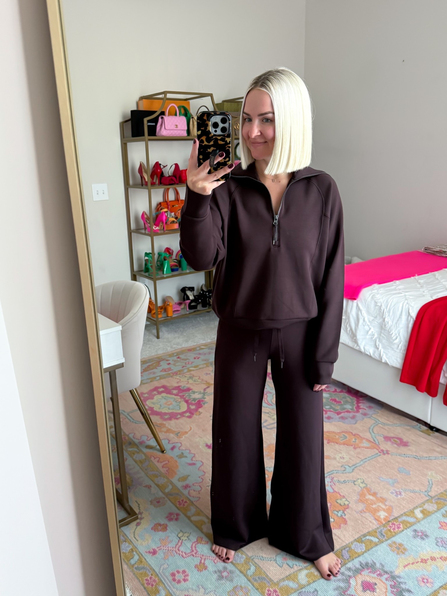 AirEssentials truffle brown half zip (XS) / AirEssentials truffle brown wide leg pants (XS petite) / travel outfit / airport outfit 

#LTKTravel #LTKGiftGuide #LTKPetite