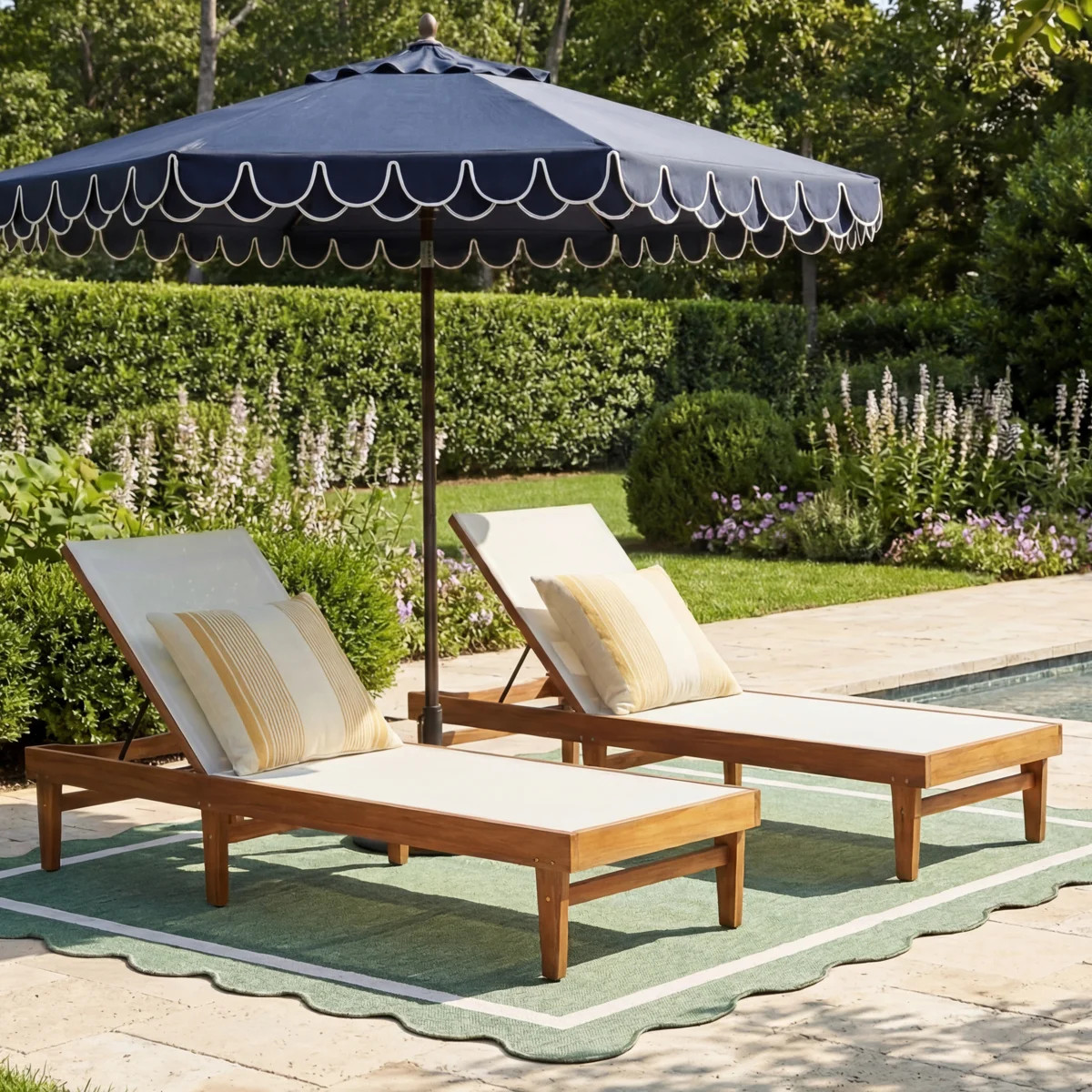 Scheiner 24'' Outdoor Acacia Chaise Lounge (Set of 2) | Wayfair North America