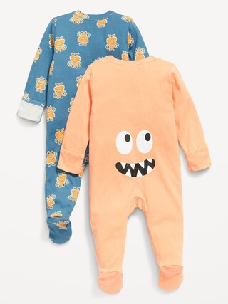 Unisex Sleep &amp; Play 2-Way-Zip Footed One-Piece 2-Pack for Baby | Old Navy (US)