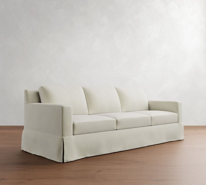 York Square Arm Slipcovered Grand Sofa 95"" 2x2, High Performance Contract Grade Cushions, Performance Everydayvelvet(TM) Carbon | Pottery Barn (US)