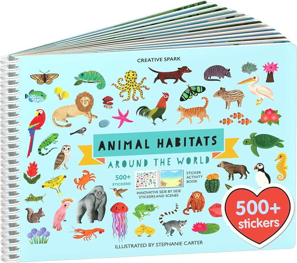 Cupkin Animal Sticker Book Activity for Kids, Toddler Airplane Travel Essentials, 500+ Habitat St... | Amazon (US)