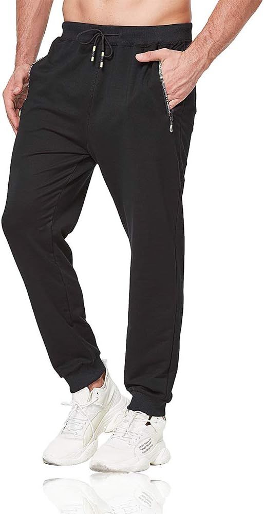 Tansozer Men's Lightweight Joggers Casual Slim Sweatpants Track Pants with Zipper Pockets | Amazon (US)