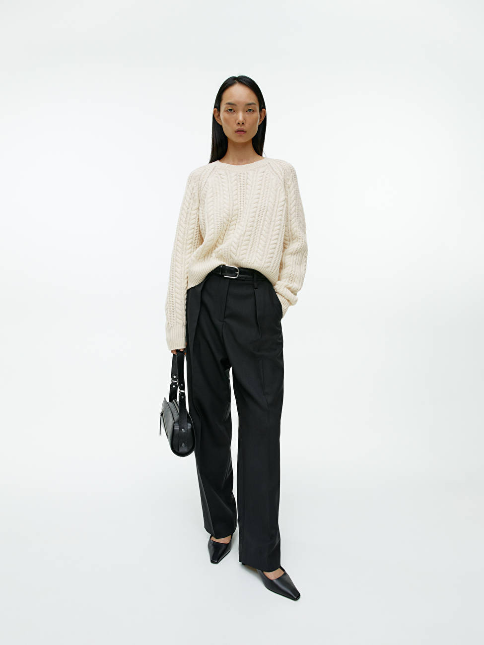 Pull en laine torsadée - Blanc cassé - Knitwear - ARKET FR | ARKET (US&UK)
