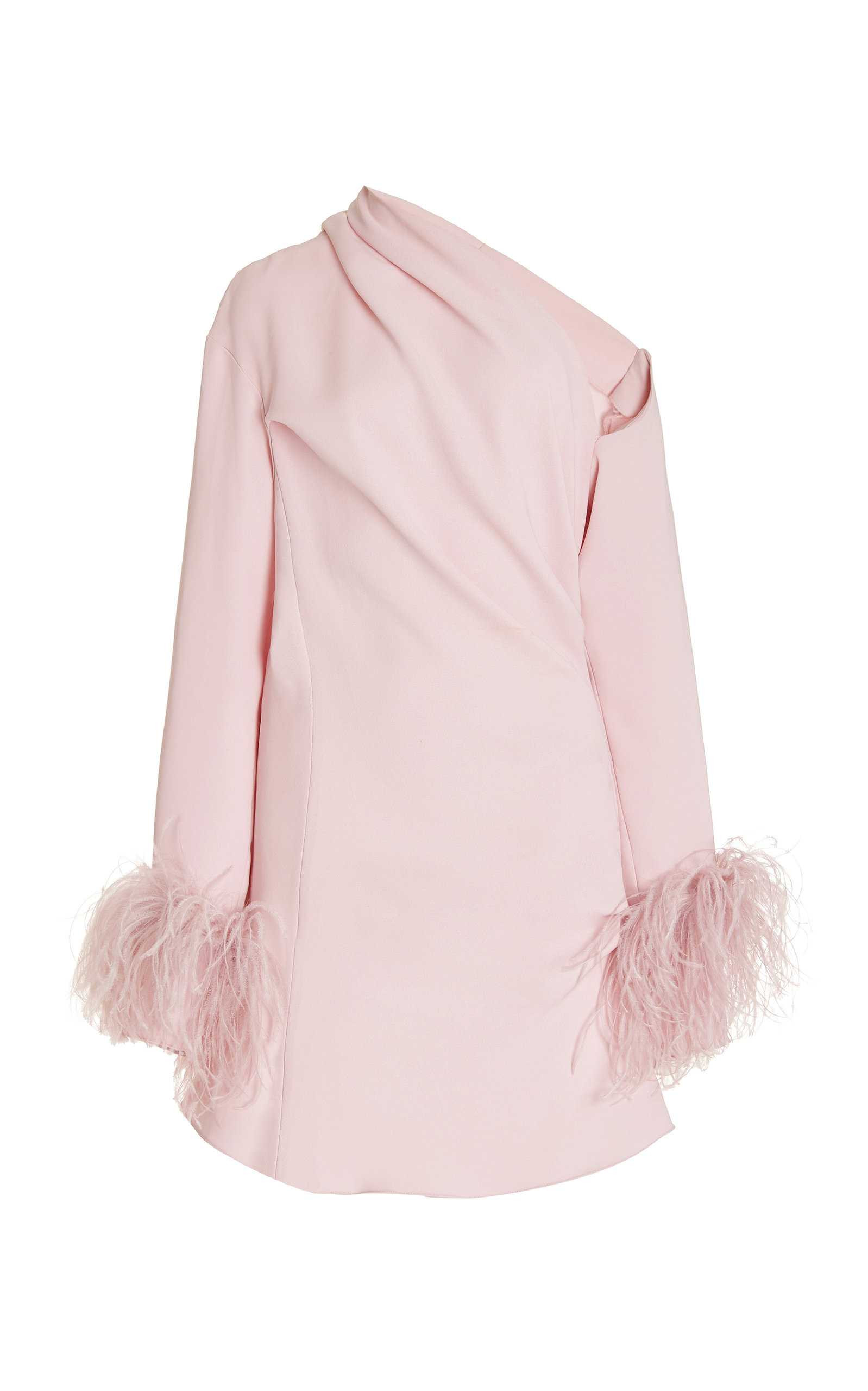 Adelaide Feather-Trimmed Crepe One-Shoulder Mini Dess | Moda Operandi (Global)