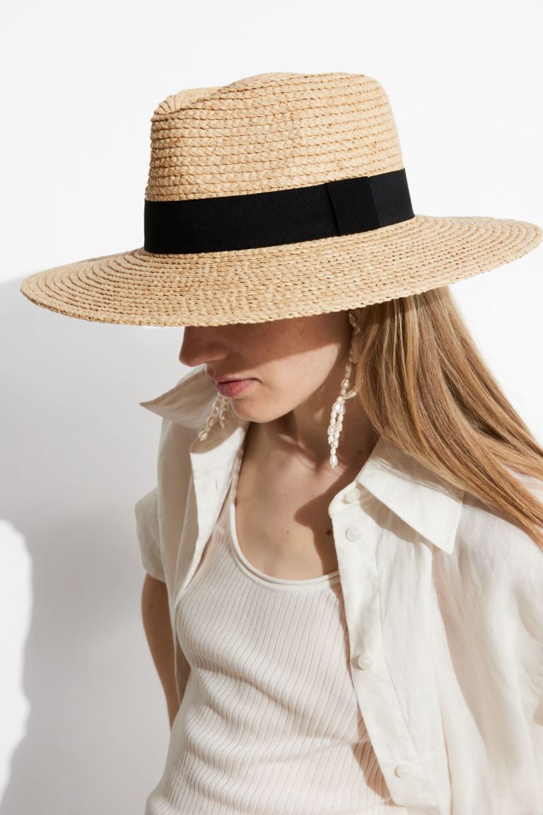 Grosgrain-Trimmed Straw Hat | H&M (UK, MY, IN, SG, PH, TW, HK)