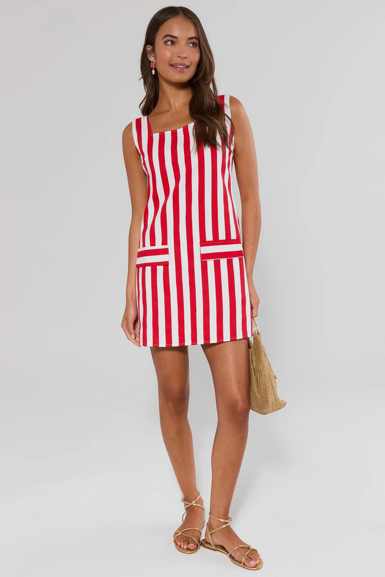 Red Striped Short Dress | Avara
