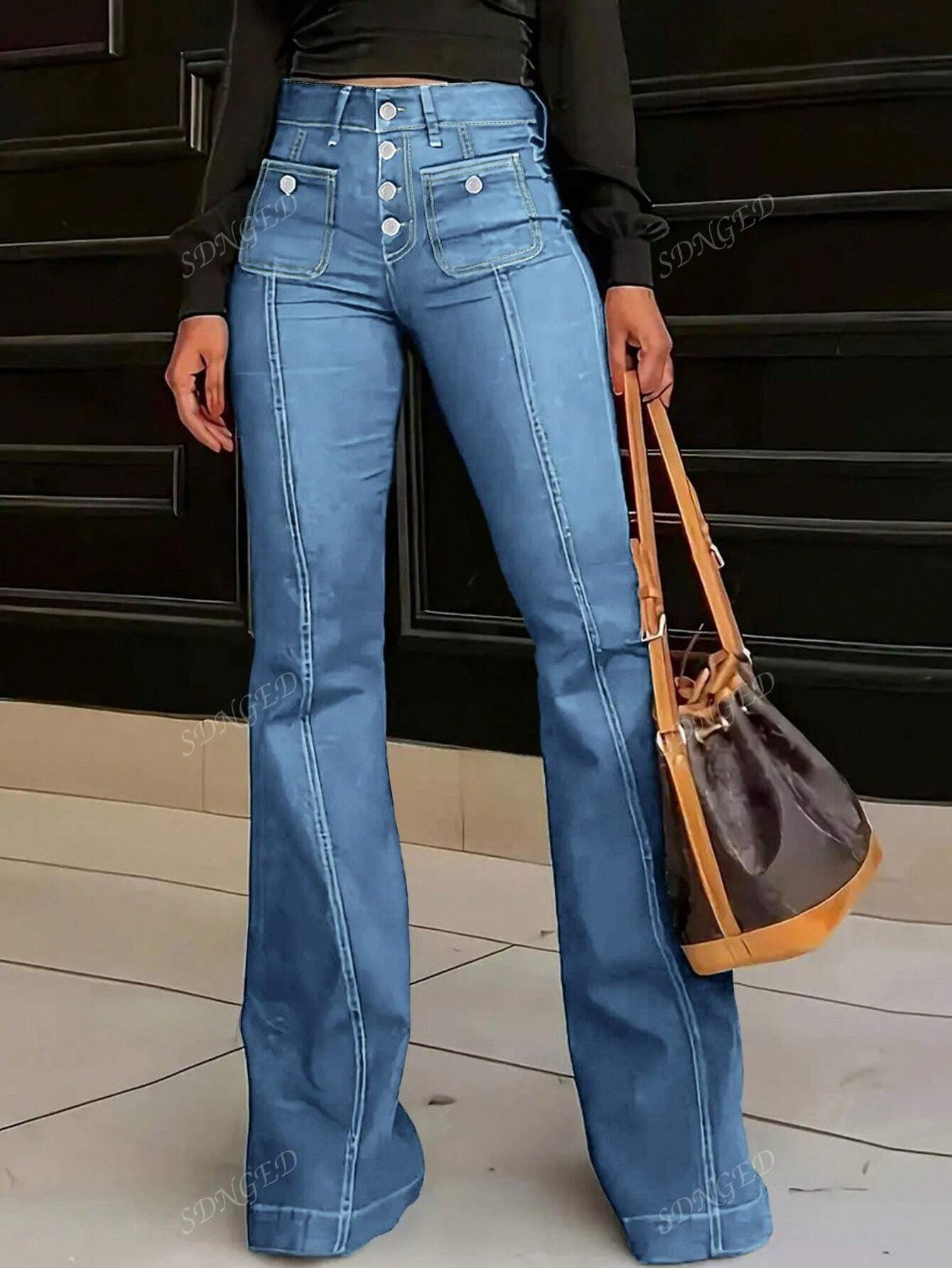 2024 New Trendy European And American Style Elastic Flared Jeans | SHEIN USA | SHEIN