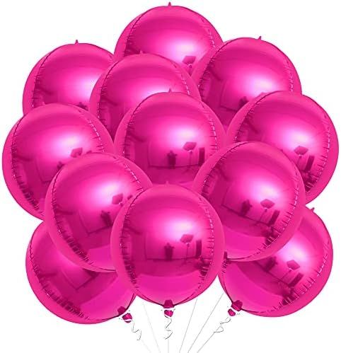 Big 22 Inch Hot Pink Balloons for Birthday - Pack of 12 | Large 360 Degree Round Sphere 4D Pink M... | Amazon (US)