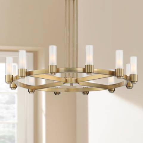 Stiffel Ennis 48" Wide Antique Brass 12-Light Ring Chandelier | Lamps Plus