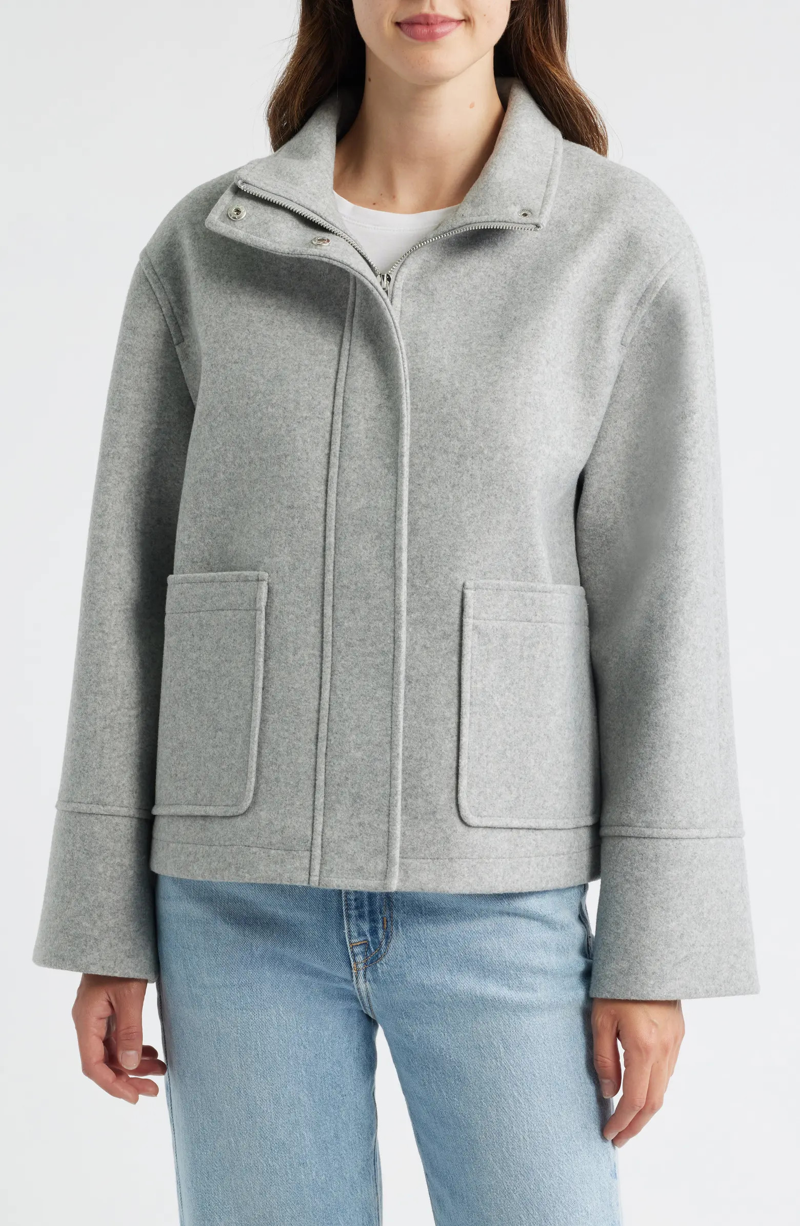 Stand Collar Felt Jacket | Nordstrom