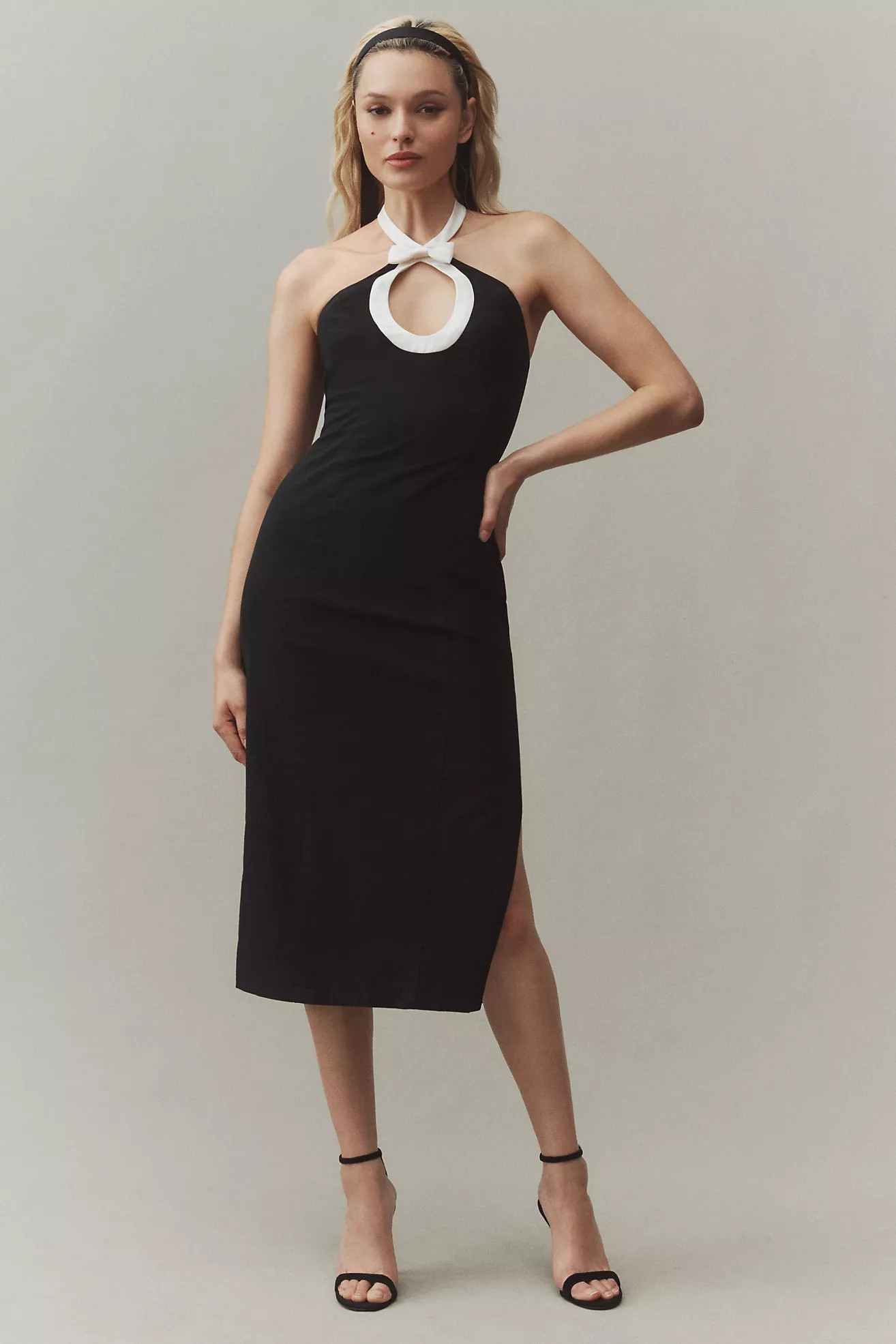 BHLDN Victoria Bow Halter Cutout Midi Dress | Anthropologie (US)