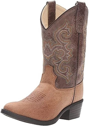 OLD WEST Kid's Boots Unisex-Child J Toe Leather Embroidered Western Boots | Amazon (US)