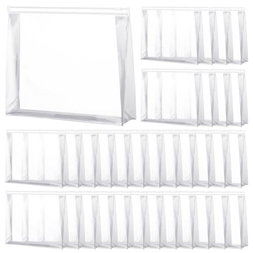 Xuniea 50 Pieces Mini Clear Makeup Bag Small Clear Zipper Pouch Travel Bag for Toiletries Plastic Cosmetic Organizer Waterproof for Women Men Vacation(11.81'',Transparent) | Amazon (US)