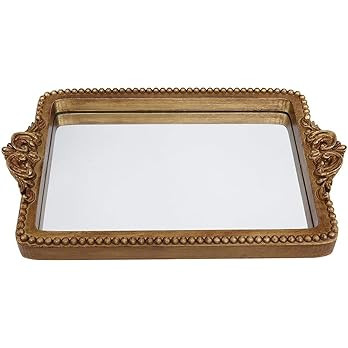 Hanna Roberts Vintage Gold Tray with Mirror Glass Base | Card Holder for Guests During Occasions ... | Amazon (US)