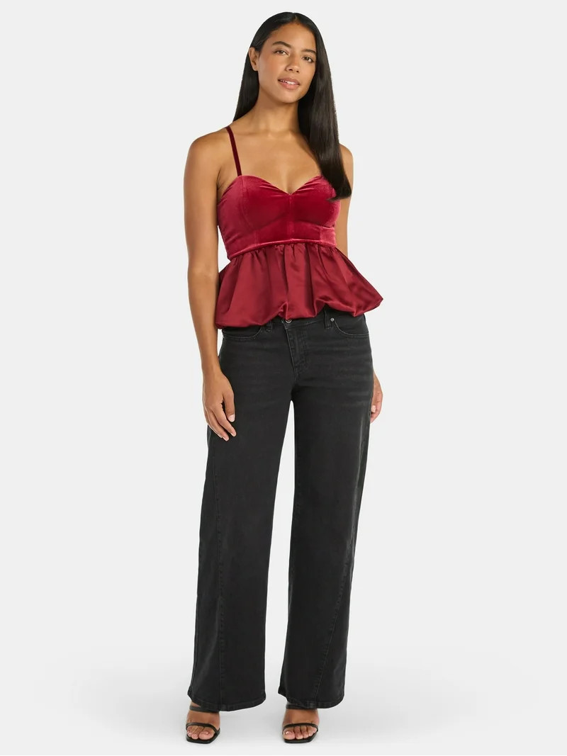 Madden NYC Women's Sleeveless Velour Bubble Hem Top, Sizes XXS-XXL | Walmart (US)