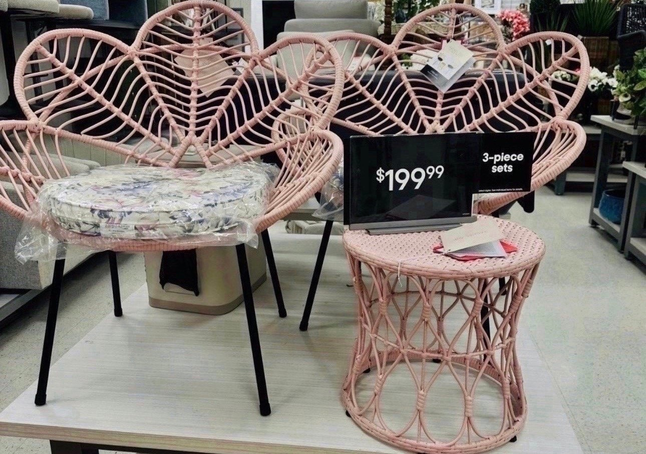 Stop everything! 🌸 Found the dreamiest 3-piece bistro set for under $200. These pink woven chairs are giving major high-end boutique vibes but at a total fraction of the cost. Perfect for a morning coffee spot or a small balcony glow-up. Snagged these at TJ Maxx—run, don't walk! 🏃‍♀️✨

#LTKHome