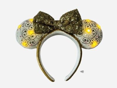 Disney Parks Minnie Mouse WDW 50th Anniversary Light Up Ears Headband White Gold | eBay US