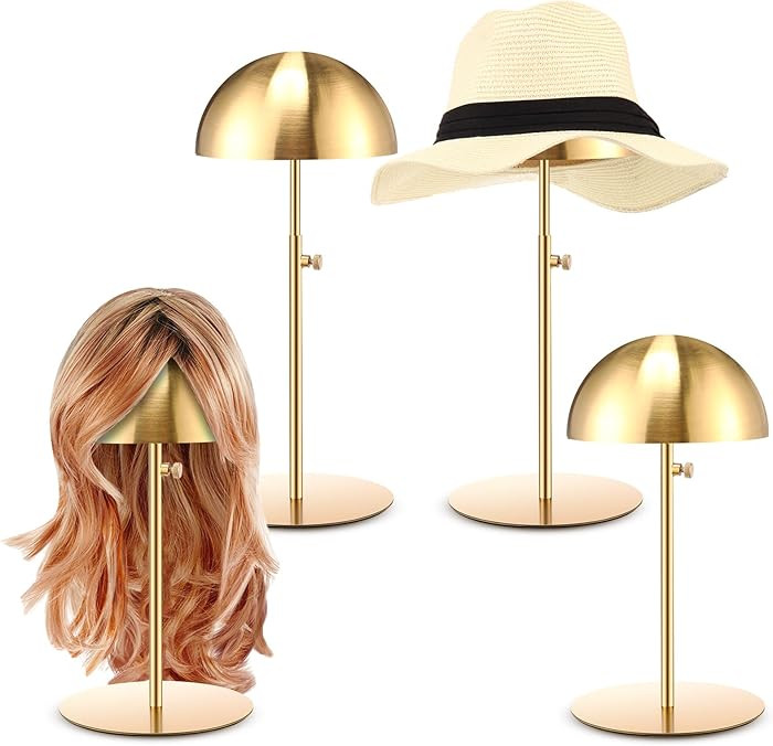 Sintuff 4 Pcs Hat Display Stand:adjustable 7.9-15.7inch Wigs Head Holder Stand Non Slip Stainless... | Amazon (US)