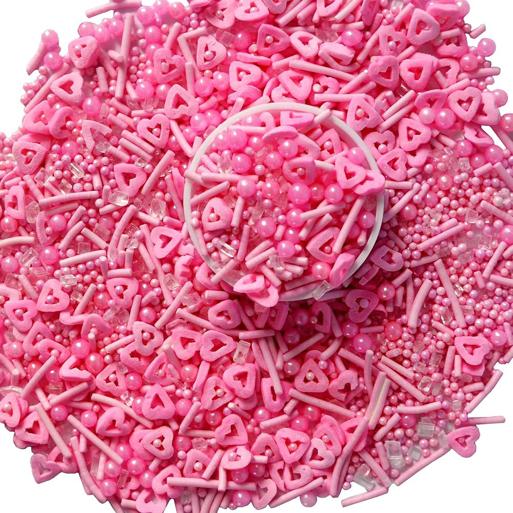 Valentines Sprinkles Pink Heart Sprinkles for Cake Decorating Edible Pearls Fancy Sprinkles Cupca... | Amazon (US)